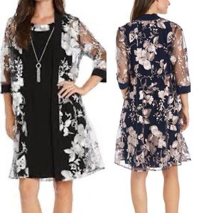 R&M Richards Dress Womens 10 Floral Sheer Jacket Detachable Necklace‎ Wedding